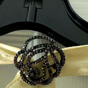 Black diamond pin. Gorgeous and glittering. Flower shape